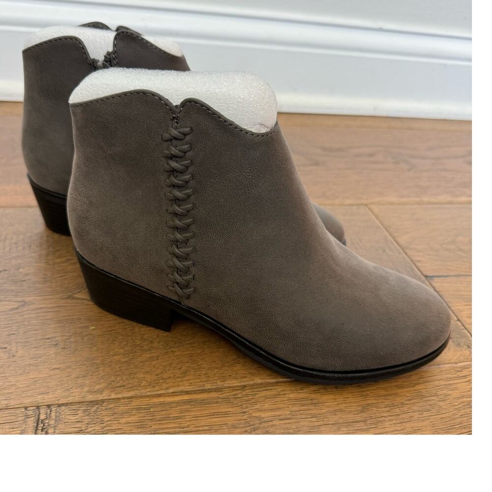 Mia Jaice Heeled Ankle Lasso Bootie Leather Gray Brown Womens 11 NWOB
